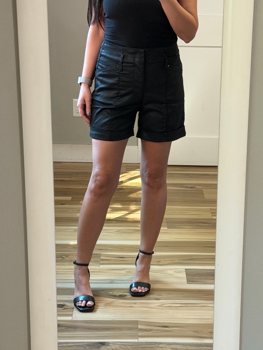 White House Black Market Black Faux Leather Jean Shorts